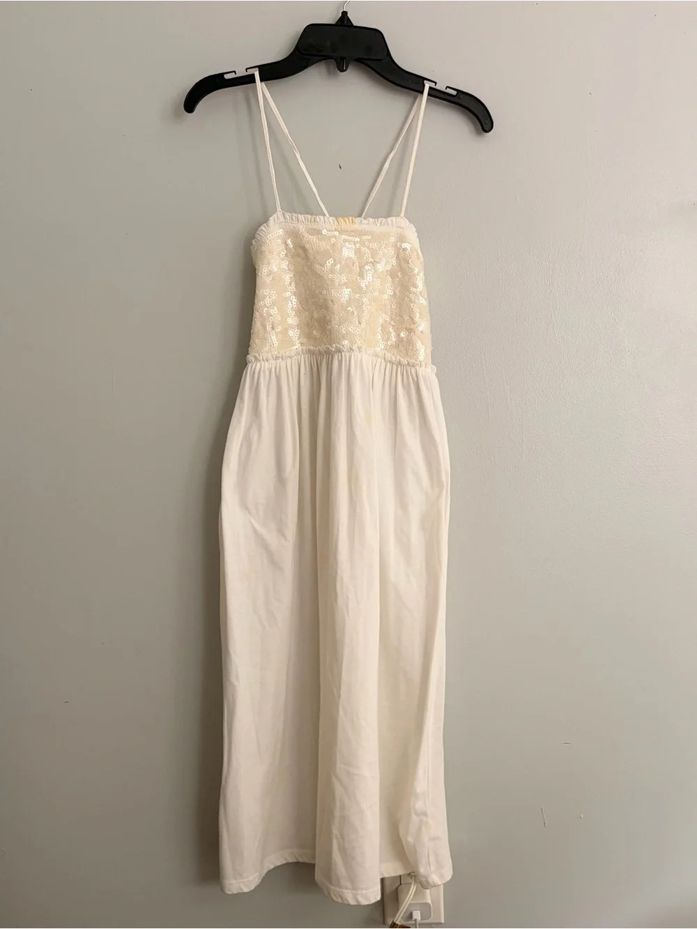 GAP Ivory Lace-Bodice Spaghetti Strap Dress
